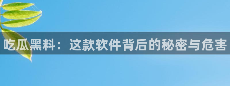 各种网红爆料吃瓜：吃瓜黑料：这款软件背后的秘密与危害